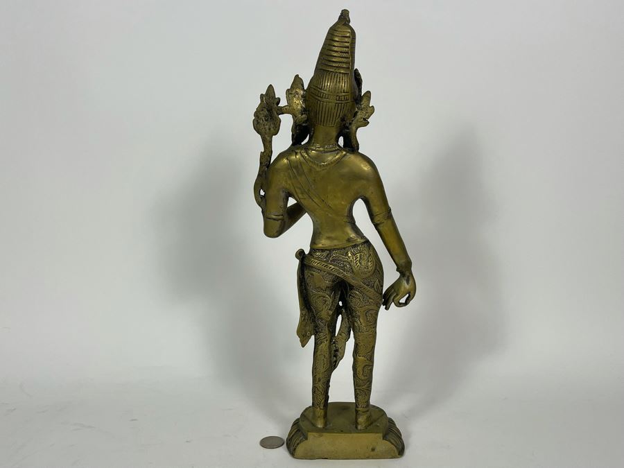 Brass Tibetan Buddhist Deity Standing Tara Sculpture From India 16.5'H [Photo 10]