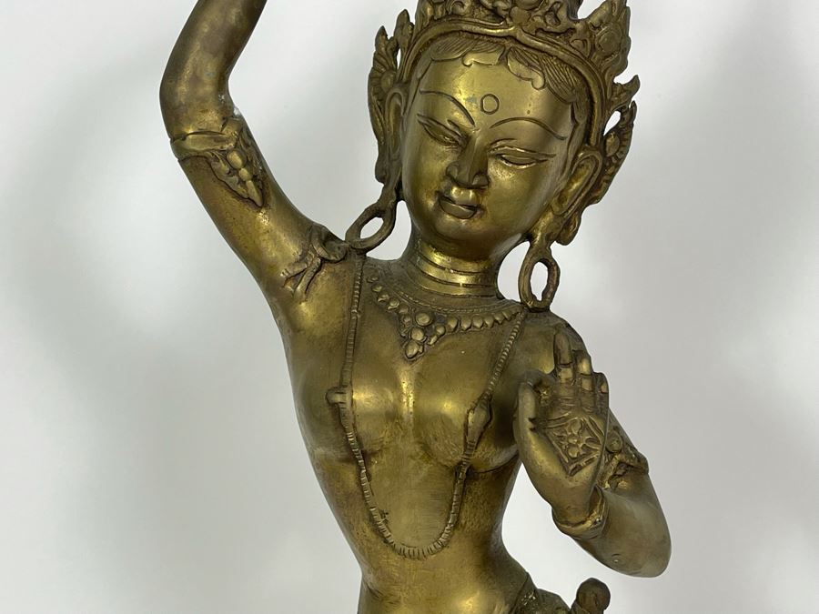 Brass Tibetan Buddhist Deity Standing Tara Sculpture From India 19.5'H [Photo 4]