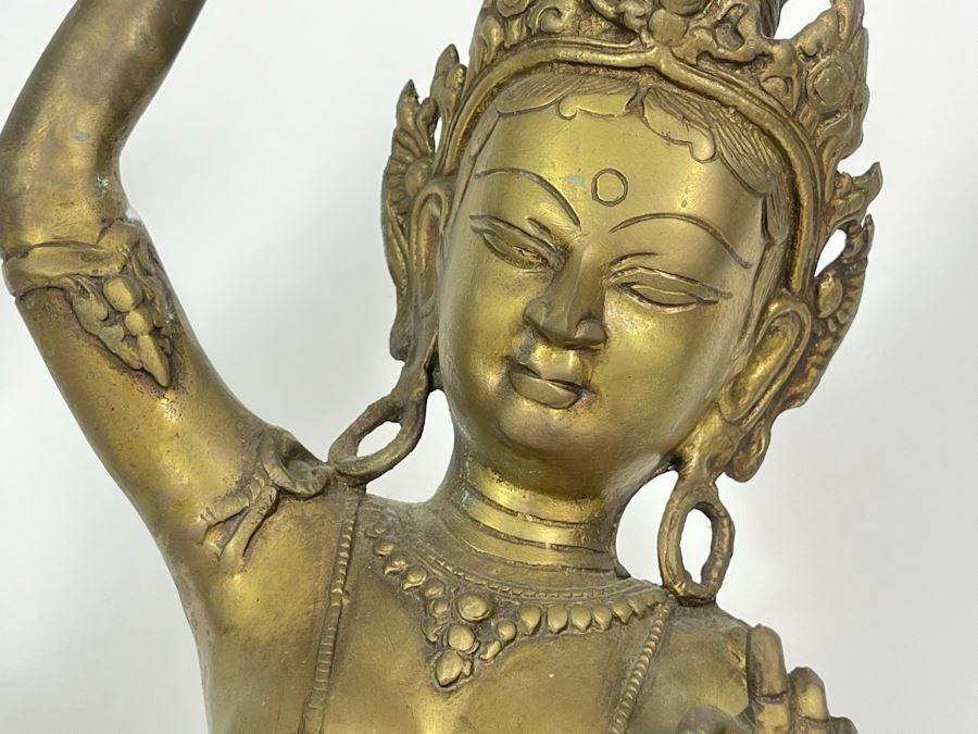Brass Tibetan Buddhist Deity Standing Tara Sculpture From India 19.5'H [Photo 6]