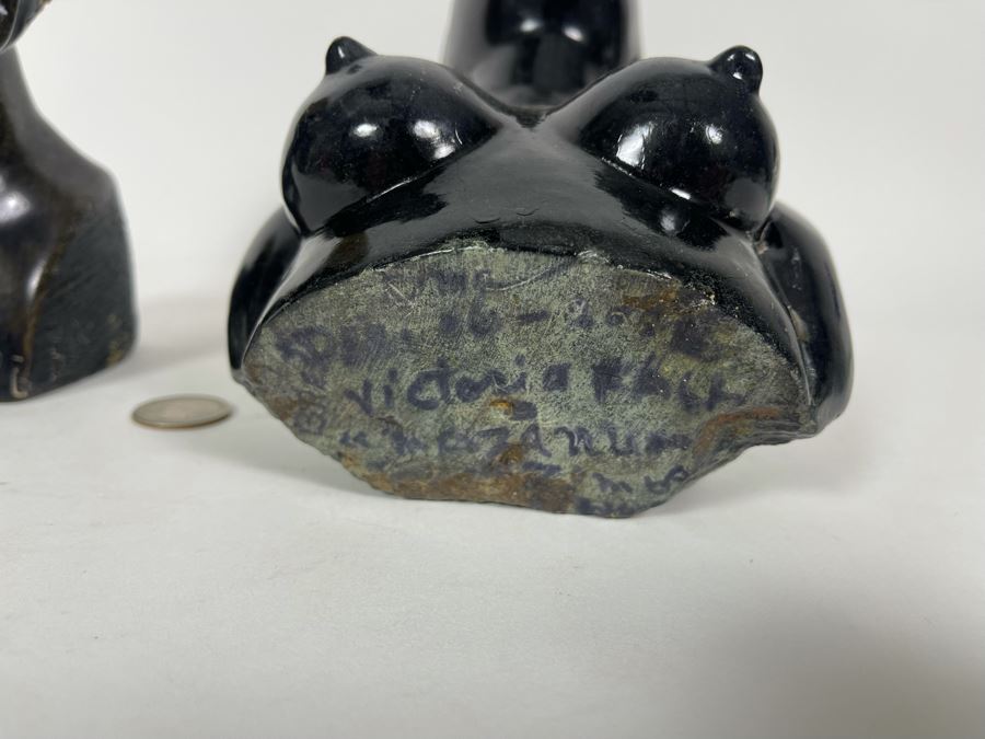 Vintage Pair Of Hand Carved Stone Bust Sculptures Of Mand And Woman From Zimbabwe Africa 7H And 8H [Photo 18]