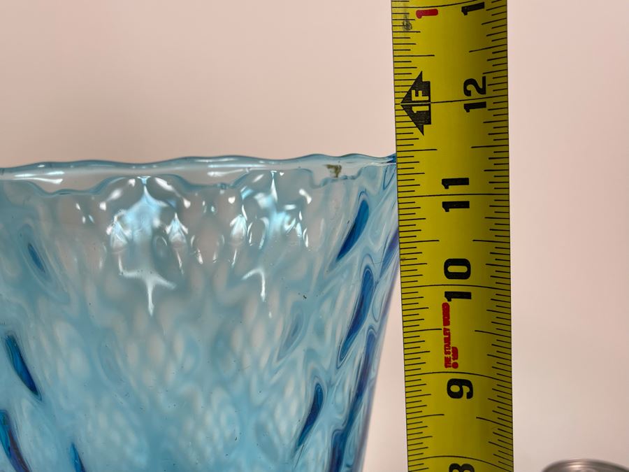 Large Blue Glass Footed Vase 11.5H [Photo 7]