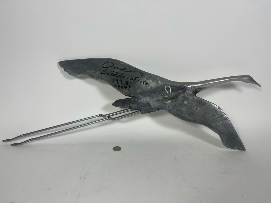 Vintage Bird Crane Metal Wall Sculpture Believe Signature Is Jere 1979 32W X 15H [Photo 8]