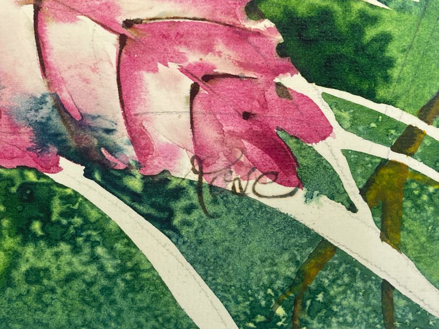 Vintage Hawaiian Original Watercolor Painting On Paper Signed Rose 34 X 26 [Photo 7]
