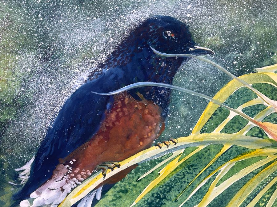 Vintage Hawaiian Original Watercolor Painting On Paper Signed Rose 34 X 26 [Photo 4]