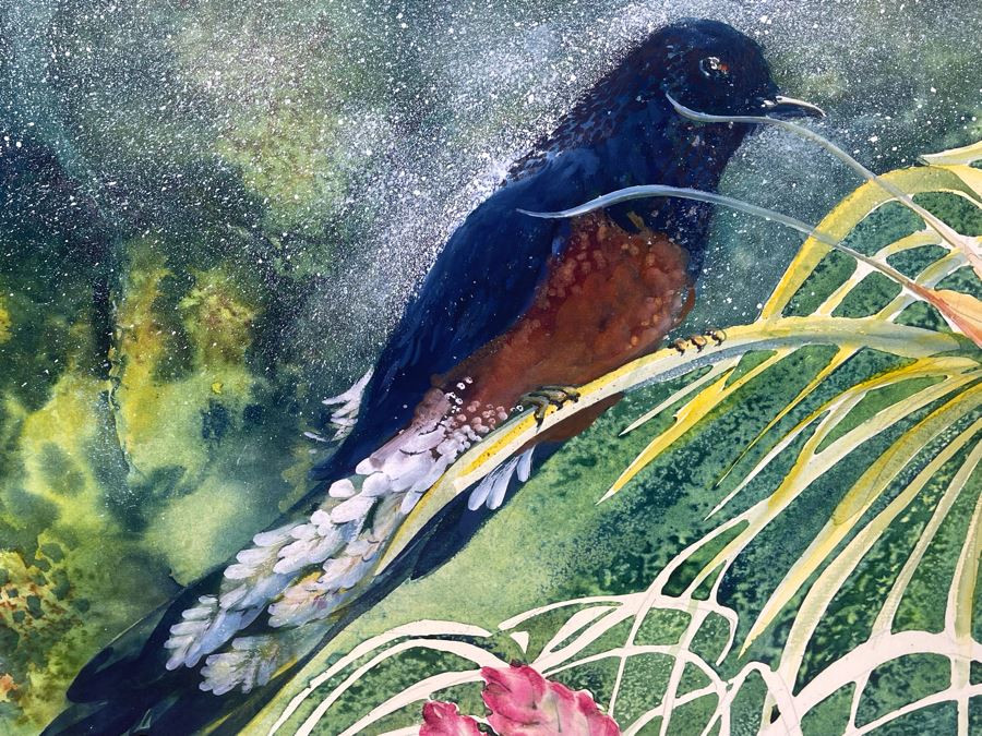 Vintage Hawaiian Original Watercolor Painting On Paper Signed Rose 34 X 26 [Photo 3]