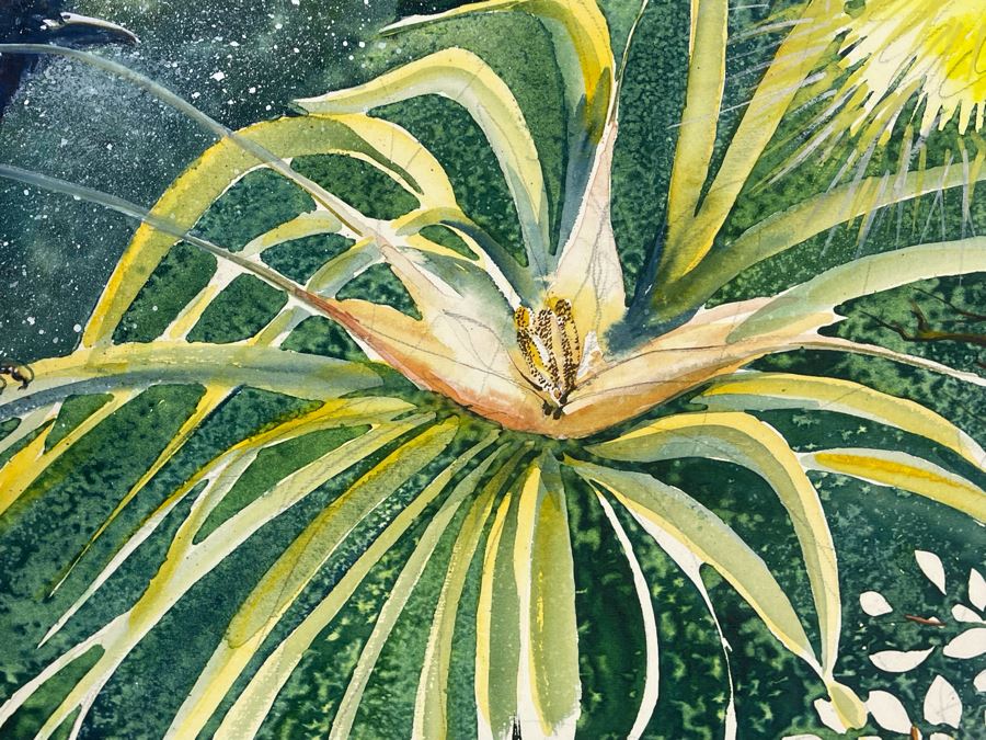 Vintage Hawaiian Original Watercolor Painting On Paper Signed Rose 34 X 26 [Photo 5]