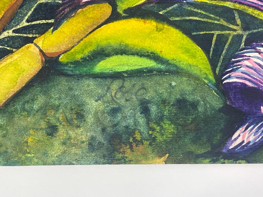 Vintage Hawaiian Original Watercolor Painting On Paper Signed Rose 34 X 26 [Photo 8]