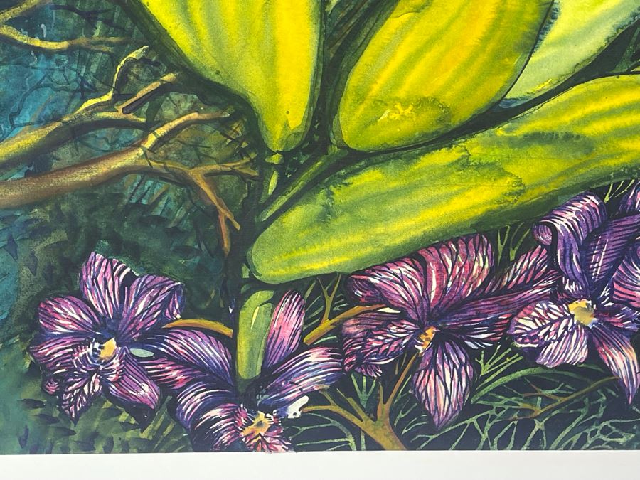 Vintage Hawaiian Original Watercolor Painting On Paper Signed Rose 34 X 26 [Photo 6]