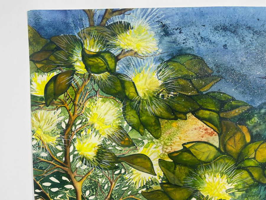 Vintage Hawaiian Original Watercolor Painting On Paper 34 X 26 [Photo 8]