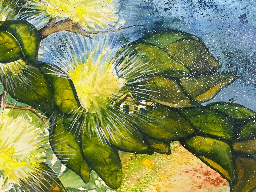 Vintage Hawaiian Original Watercolor Painting On Paper 34 X 26 [Photo 7]