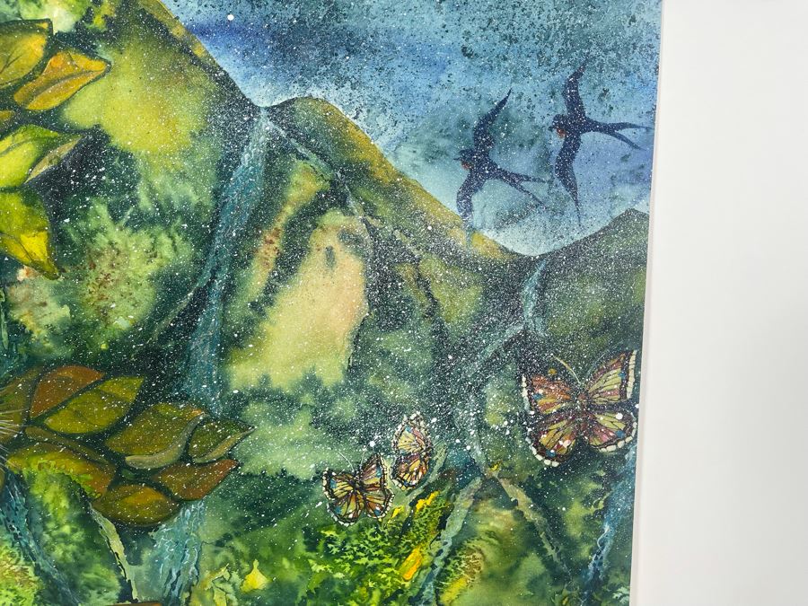 Vintage Hawaiian Original Watercolor Painting On Paper 34 X 26 [Photo 3]