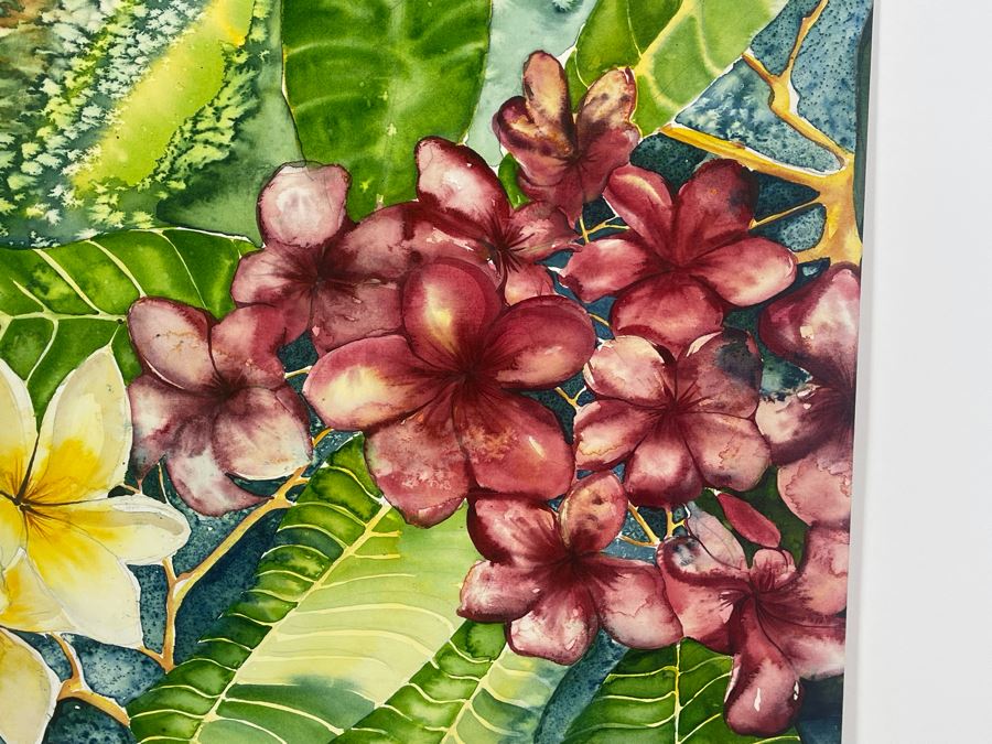 Vintage Hawaiian Original Watercolor Painting On Paper Signed Rose 34 X 26 [Photo 4]