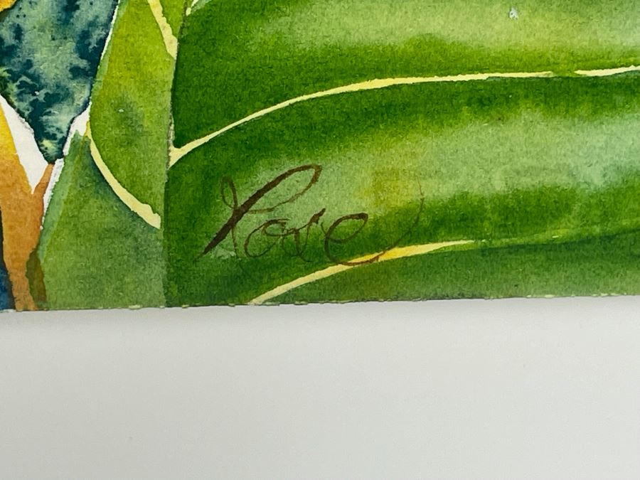 Vintage Hawaiian Original Watercolor Painting On Paper Signed Rose 34 X 26 [Photo 7]