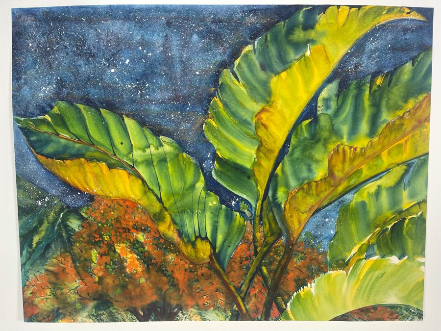 Vintage Hawaiian Original Watercolor Painting On Paper 34 X 26 [Photo 2]