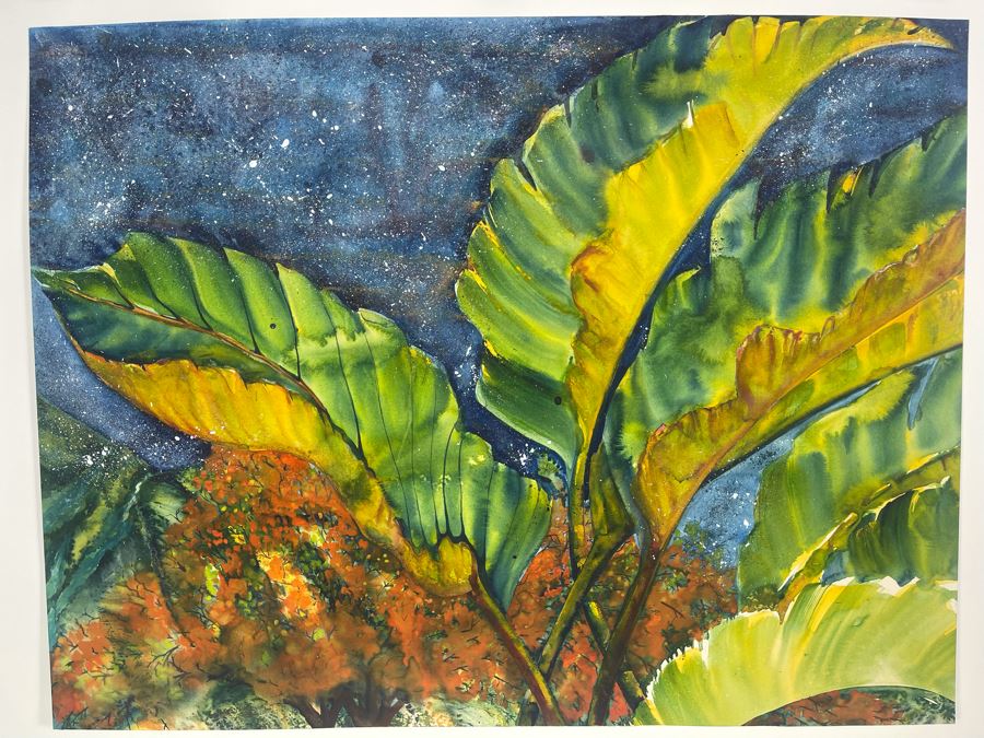 Vintage Hawaiian Original Watercolor Painting On Paper 34 X 26