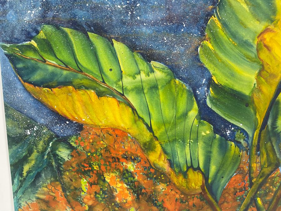 Vintage Hawaiian Original Watercolor Painting On Paper 34 X 26 [Photo 3]