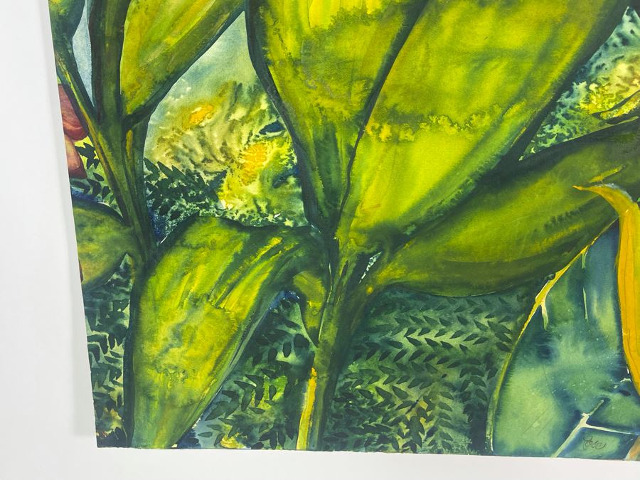 Vintage Hawaiian Original Watercolor Painting On Paper Signed Rose 34 X 26 [Photo 7]