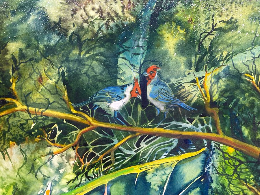 Vintage Hawaiian Original Watercolor Painting On Paper Signed Rose 34 X 26 [Photo 4]