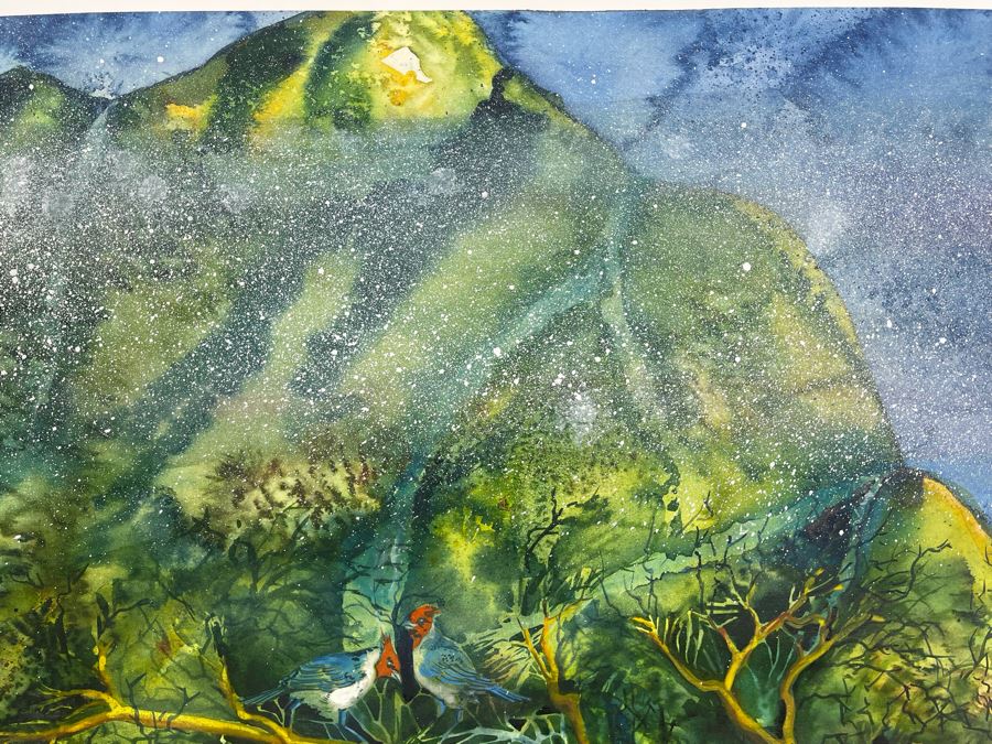 Vintage Hawaiian Original Watercolor Painting On Paper Signed Rose 34 X 26 [Photo 5]