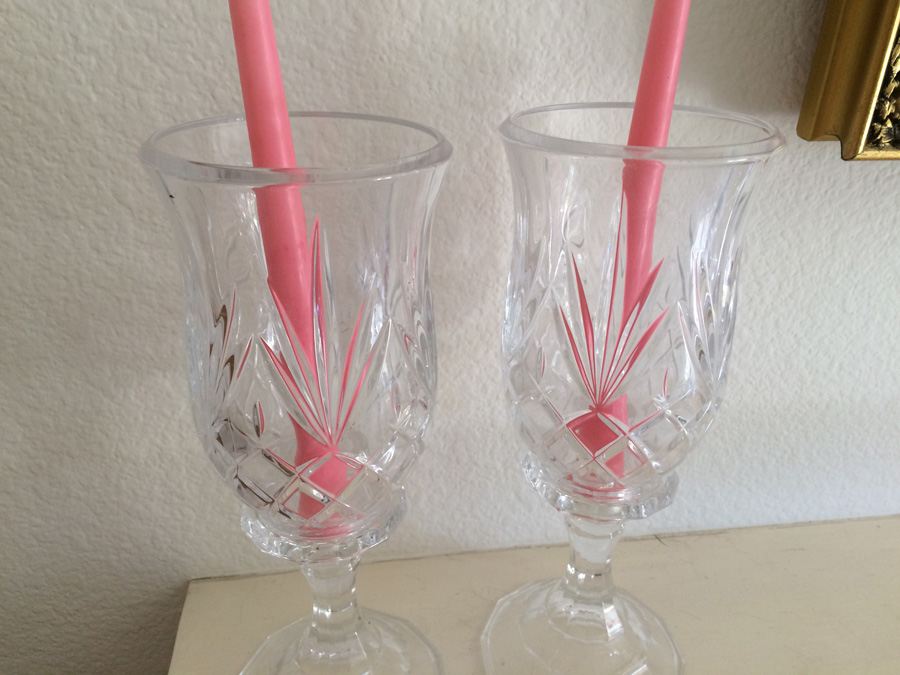 Pair of Glass Candle Holders [Photo 2]