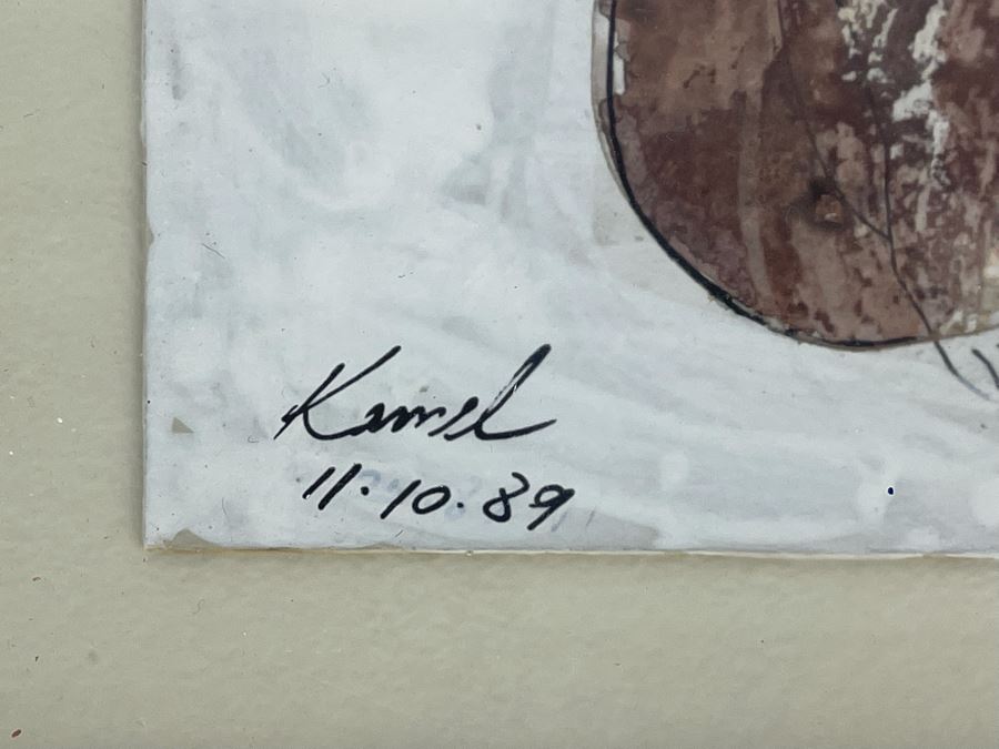 Original Framed Painting By Mo Kamel Titled Squatting Egyptian Woman XII 10 X 17 [Photo 6]