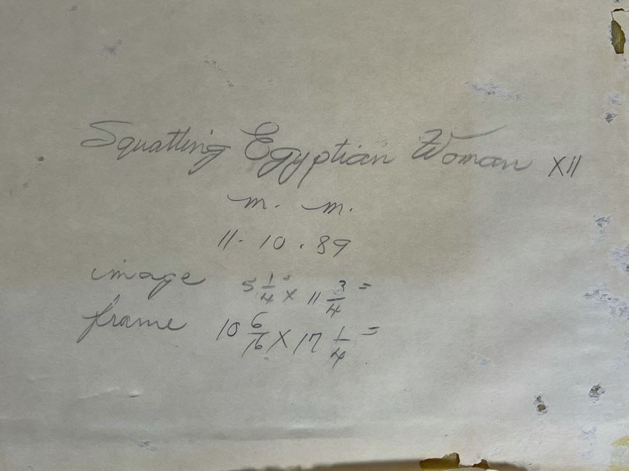 Original Framed Painting By Mo Kamel Titled Squatting Egyptian Woman XII 10 X 17 [Photo 11]