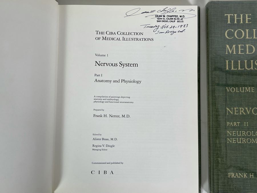 First Printing Pair Of Medical Books The CIBA Collection Of Medical Illustrations Volume I And II Nervous System: Anatomy And Physiology; Nuerologic And Neuromuscular Disorders [Photo 2]