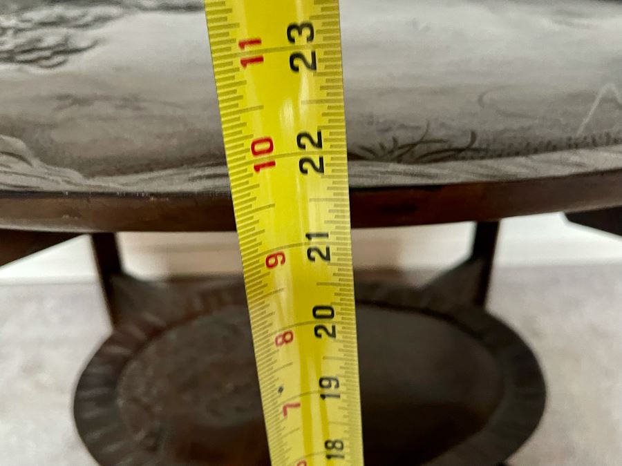 Vintage Hand Carved Asian Table With Pair Of Removable Trays 29W X 17.5D X 21.5H [Photo 13]