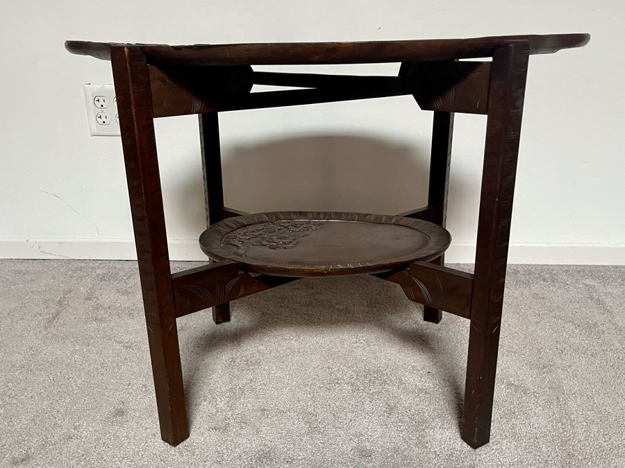 Vintage Hand Carved Asian Table With Pair Of Removable Trays 29W X 17.5D X 21.5H [Photo 10]