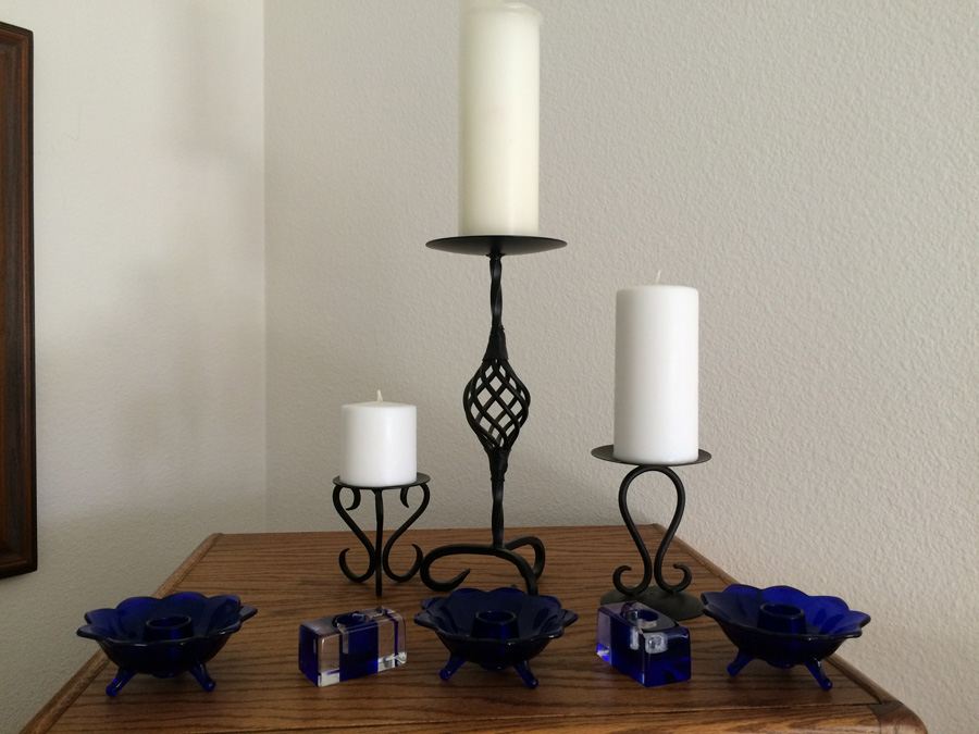 Candle, Candle Holder, & Coaster Lot [Photo 1]