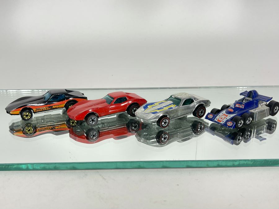 Vintage Mattel Hot Wheels Cars: (3) Corvette Stingrays 1975 And Lickety Six Car 1977 [Photo 2]