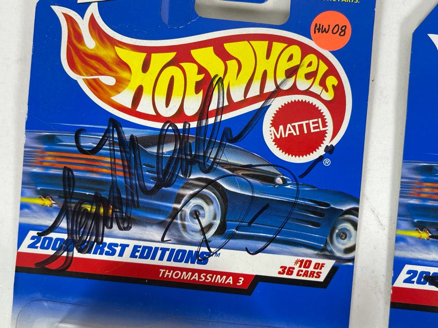 Collection Of (3) SIGNED By Car Designer Mattel Hot Wheels Cars On Cards [Photo 3]