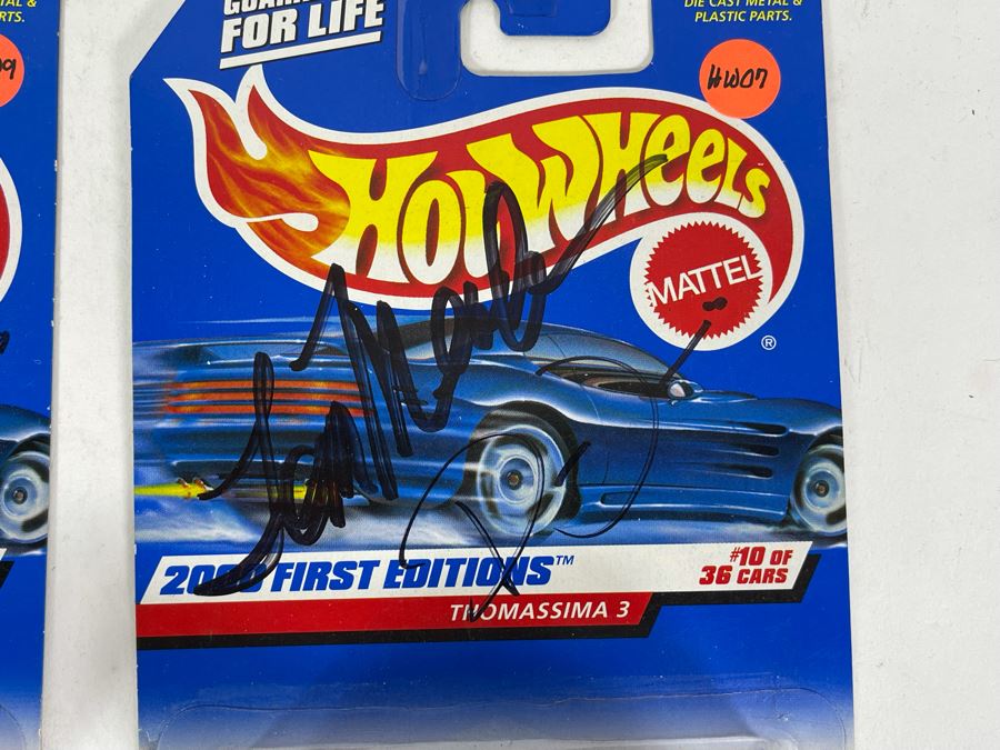 Collection Of (3) SIGNED By Car Designer Mattel Hot Wheels Cars On Cards [Photo 5]