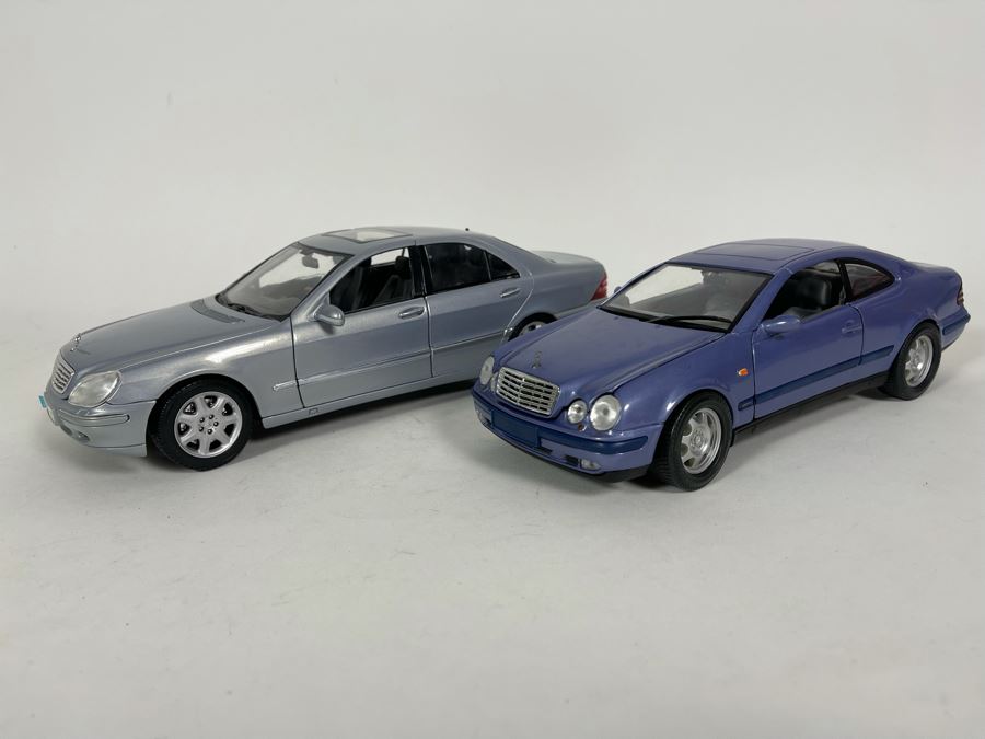 (2) Diecast Cars: Maisto Mercedes-Benz S-Class And Anson Mercedes-Benz CLK