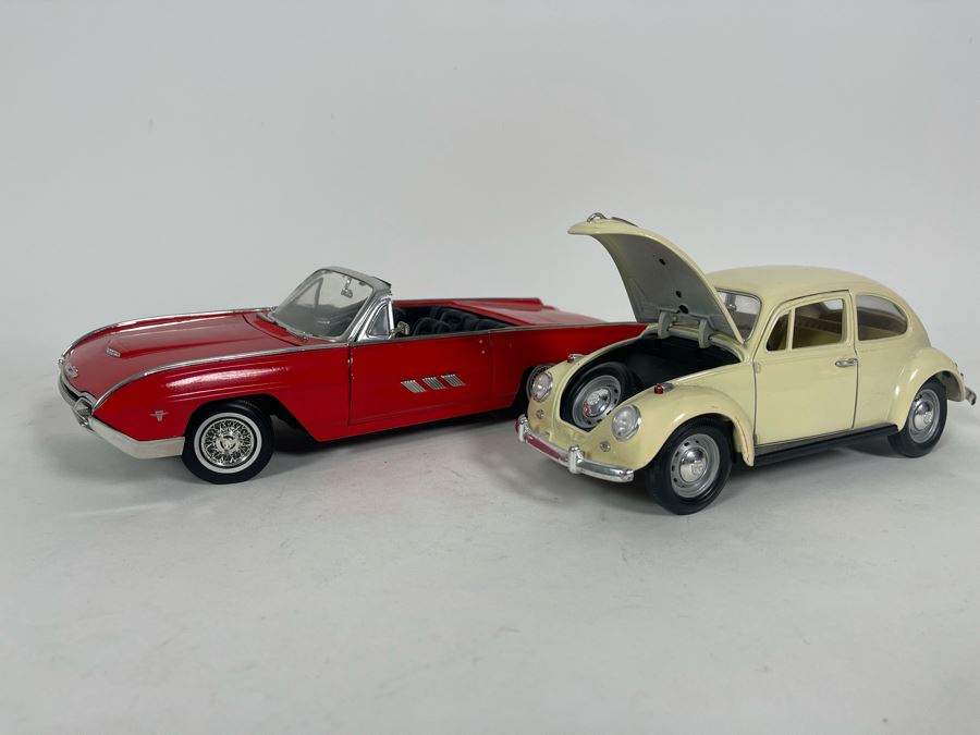 (2) Diecast Cars: Anson 1963 Ford Thunderbird And Road Tough 1967 Volkswagen Beetle [Photo 3]