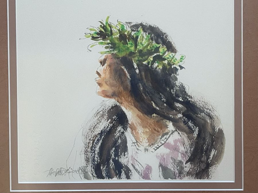 Framed Original Hawaiian Watercolor Painting Signature Illegible 10 X 14 [Photo 3]