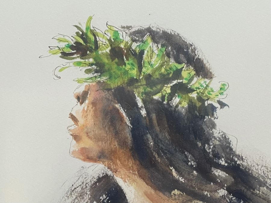 Framed Original Hawaiian Watercolor Painting Signature Illegible 10 X 14 [Photo 4]