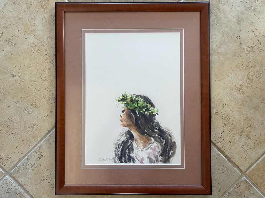 Framed Original Hawaiian Watercolor Painting Signature Illegible 10 X 14 [Photo 2]