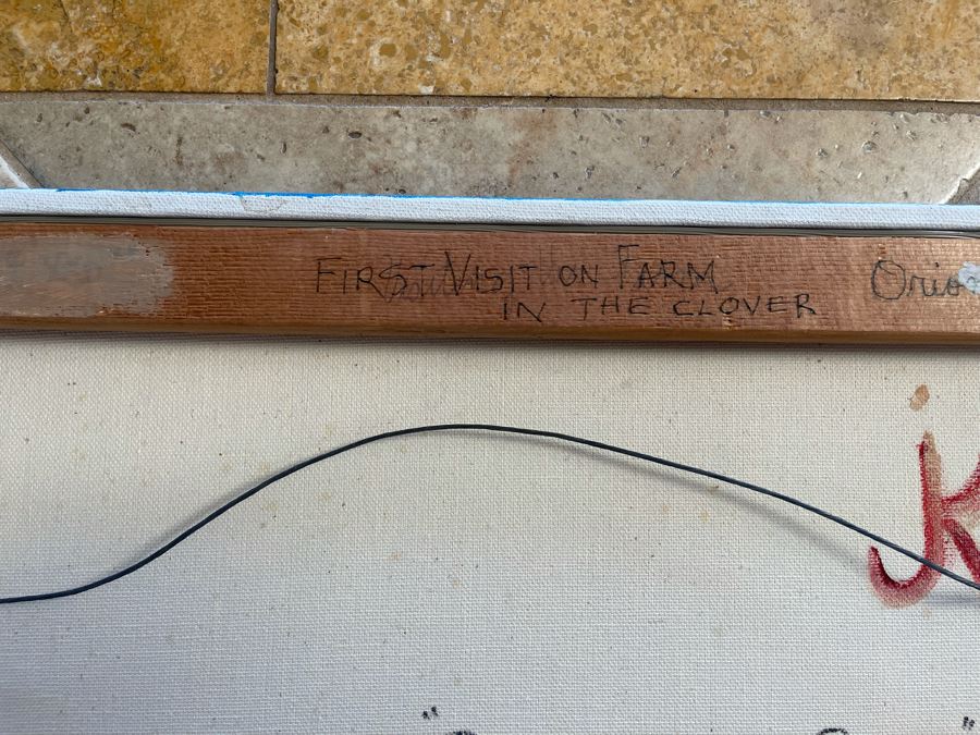 Signed Original Jean L. Klafs Oil Painting On Canvas Titled 'Discovering Orion In The Clover, First Visit On Farm' 30 X 24 [Photo 10]