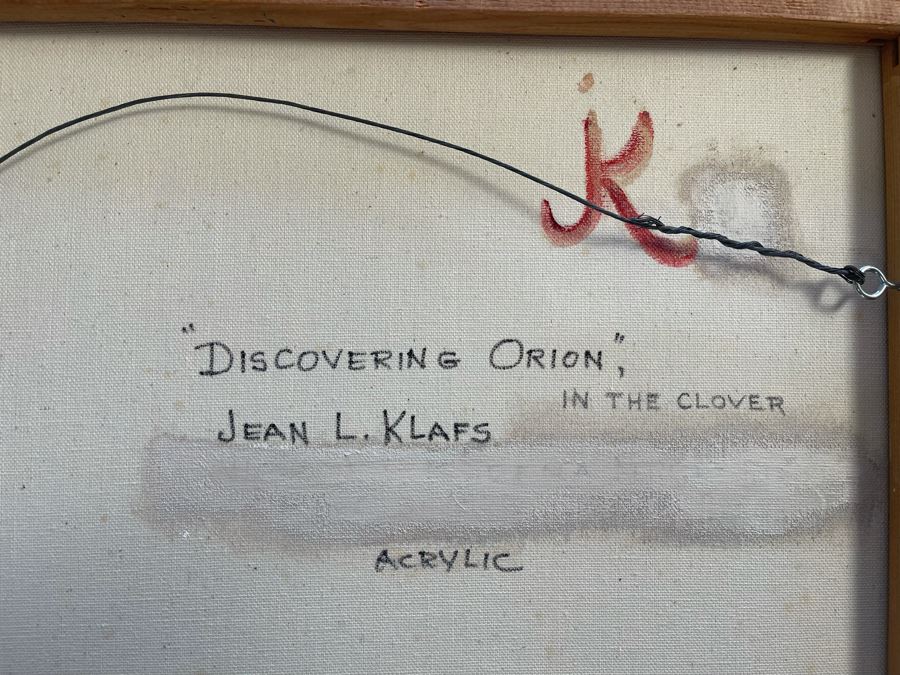 Signed Original Jean L. Klafs Oil Painting On Canvas Titled 'Discovering Orion In The Clover, First Visit On Farm' 30 X 24 [Photo 8]