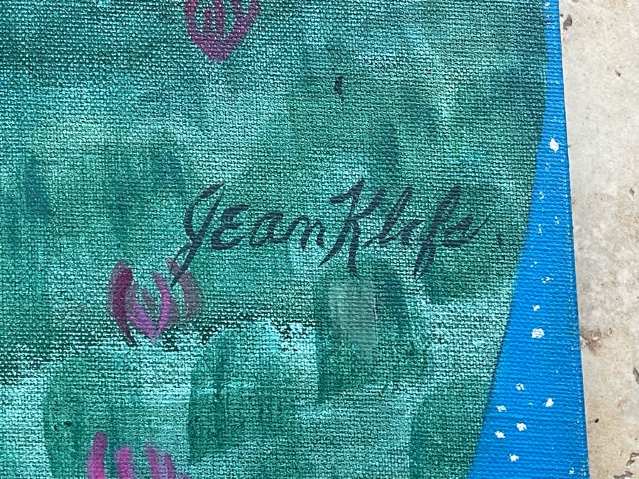 Signed Original Jean L. Klafs Oil Painting On Canvas Titled 'Discovering Orion In The Clover, First Visit On Farm' 30 X 24 [Photo 6]