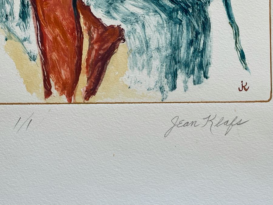 Original Jean Klafs Abstract Expressionist Monotype 1 Of 1 Of Woman On Paper 9 X 12 [Photo 3]