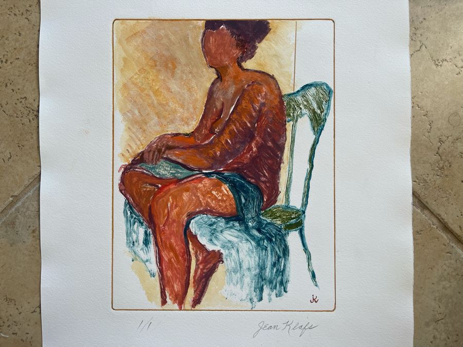 Original Jean Klafs Abstract Expressionist Monotype 1 Of 1 Of Woman On Paper 9 X 12 [Photo 2]