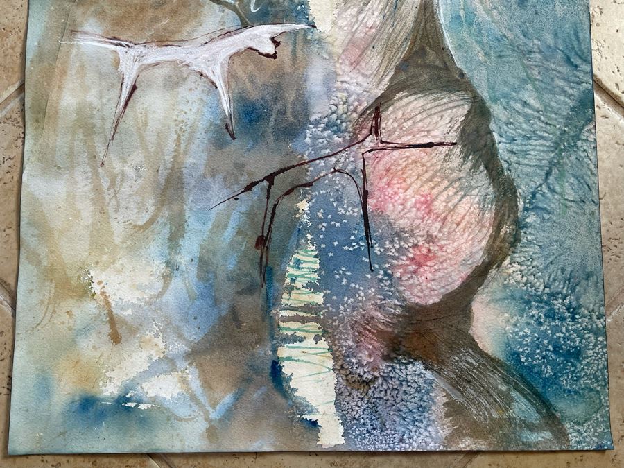 Original Jean Klafs Abstract Painting On Paper Unsigned 18 X 24 [Photo 5]