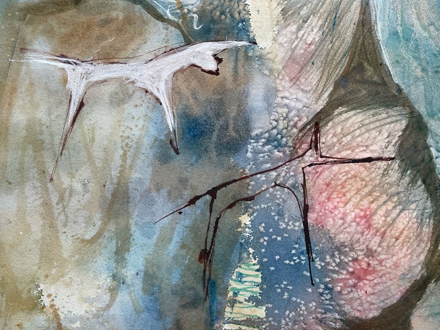 Original Jean Klafs Abstract Painting On Paper Unsigned 18 X 24 [Photo 4]