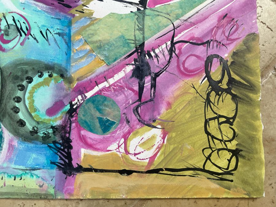 Original Jean Klafs Abstract Painting On Paper Unsigned 20 X 16 [Photo 4]