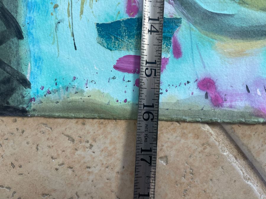 Original Jean Klafs Abstract Painting On Paper Unsigned 20 X 16 [Photo 8]