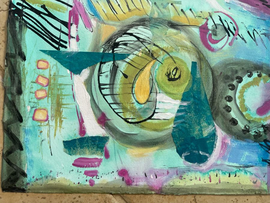 Original Jean Klafs Abstract Painting On Paper Unsigned 20 X 16 [Photo 3]