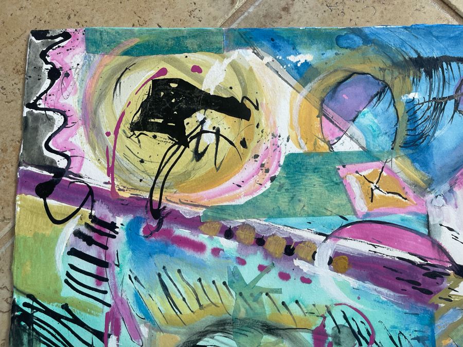 Original Jean Klafs Abstract Painting On Paper Unsigned 20 X 16 [Photo 6]