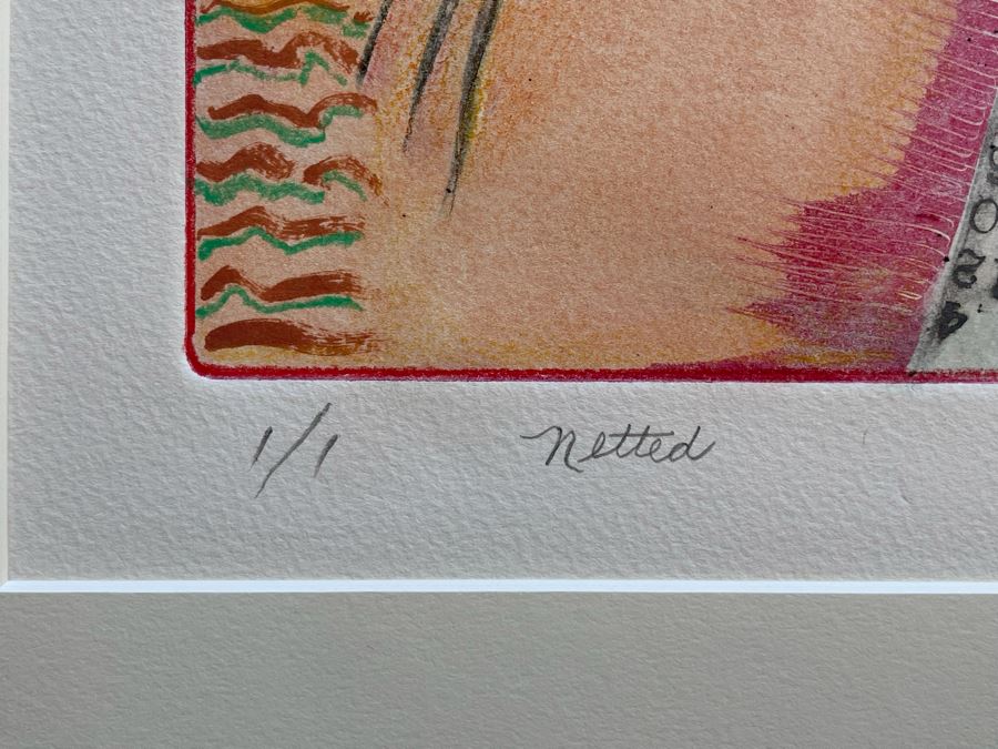 Original Jean Klafs Abstract Expressionist Monotype On Paper Titled Netted Fishing Net 1 Of 1 9 X 12 [Photo 6]